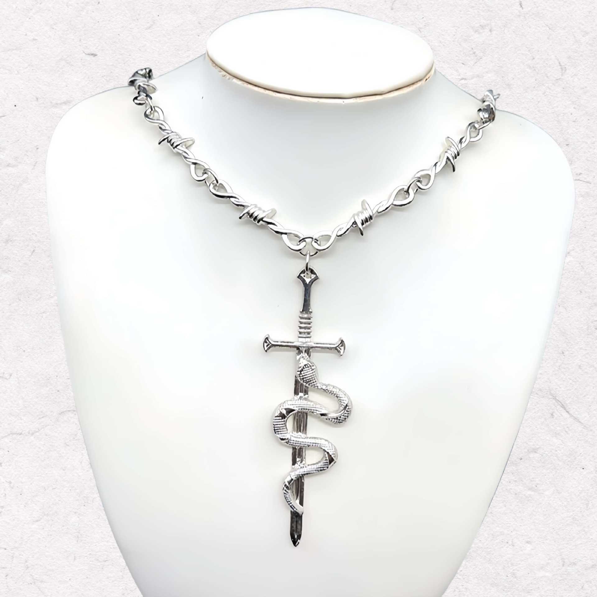 Thorny Barbed Necklace Unisex Accessory Punk Gothic Heart Unique Pendant - Image 9