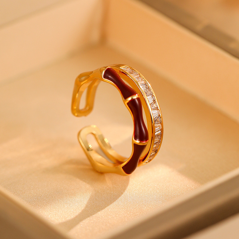 Zircon Bamboo Joint Open Ring Light Luxury Index Finger Ring - Image 8