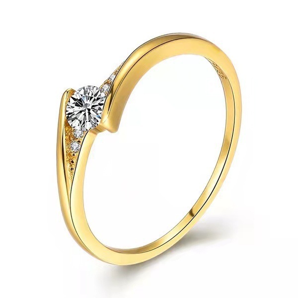 Mens Gold Alloy Round Engagement Ring - Image 6