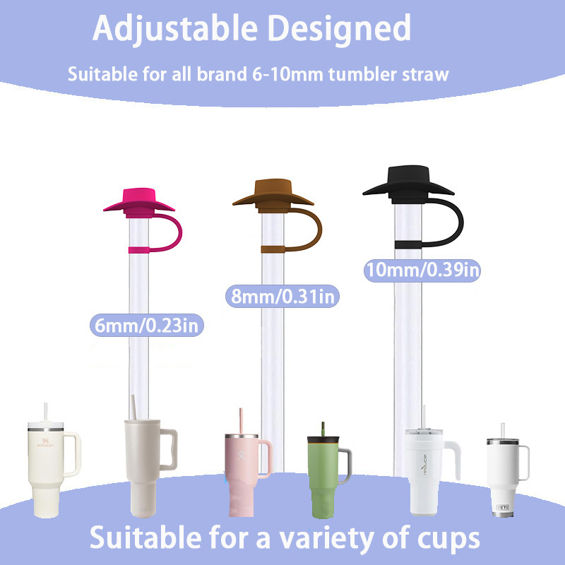 New Style Straw Covers Cap Novelty Sturdy Straw Toppers Reusable Cowboy Hat Shaped For Camping Home Hiking Picnic Kitchen - Image 6