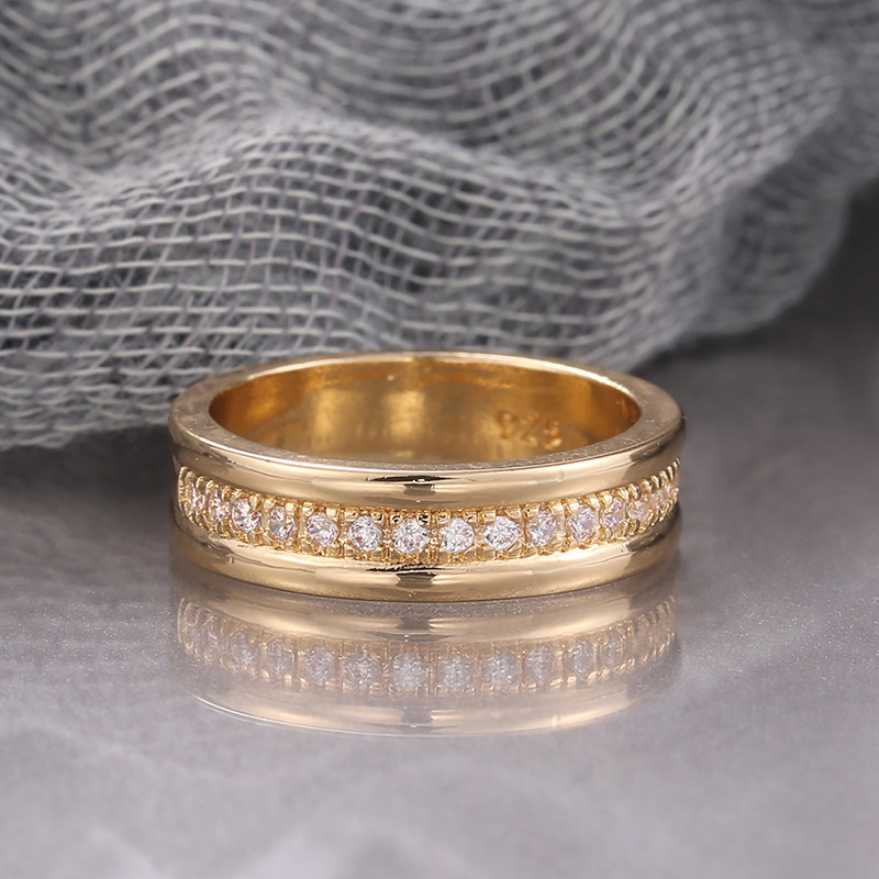 Simple Golden Sliver Rhinestones Ring Copper Plated RIngs Fashion Jewellery - Image 8