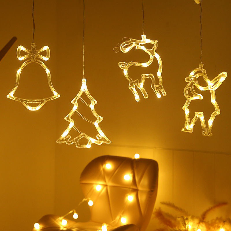 Christmas LED Suction Cup Chandelier Santa Claus Elk Snowman Lights Holiday Party Window Decor Lamps Battery Powered - Image 10
