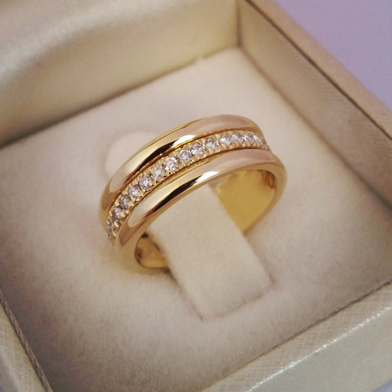 Simple Golden Sliver Rhinestones Ring Copper Plated RIngs Fashion Jewellery - Image 3