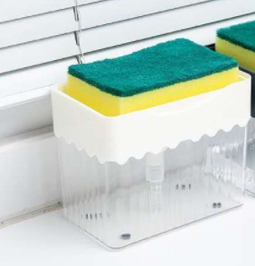 2-in-1 Soap Dispenser Sponge Caddy Push-type Liquid Box Detergent Automatic Dosing Box - Image 9