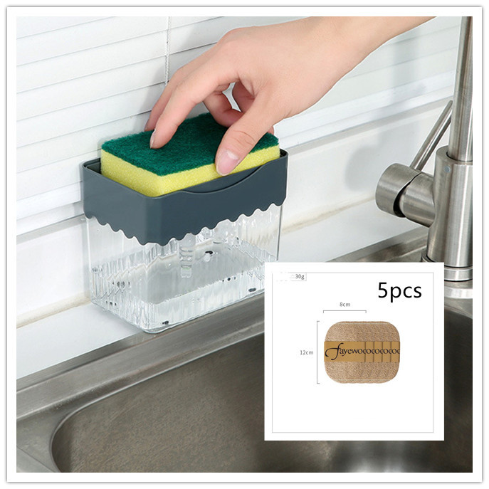 2-in-1 Soap Dispenser Sponge Caddy Push-type Liquid Box Detergent Automatic Dosing Box - Image 2