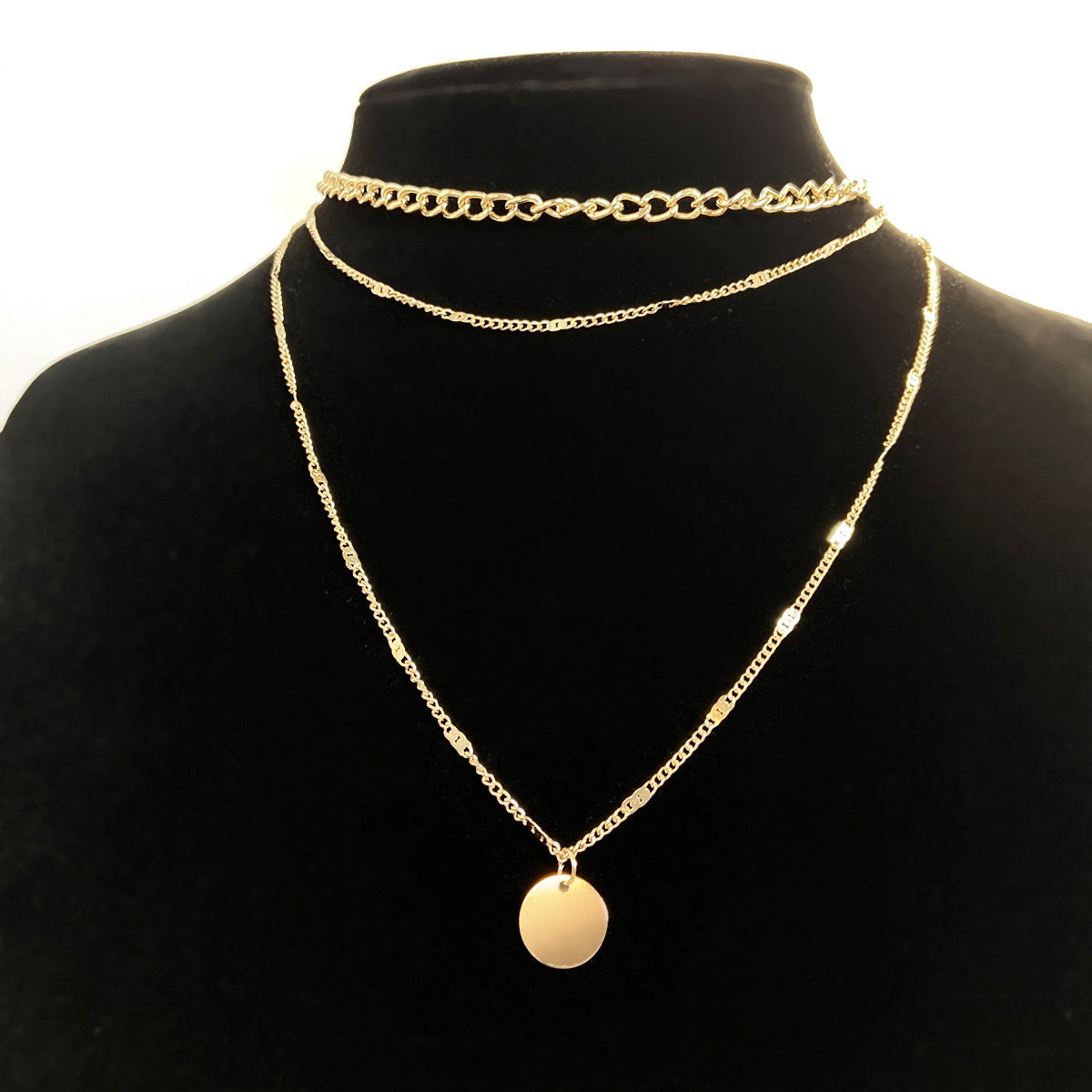 Women's Multilayer Necklace Ins Fashion Disc Pendant Clavicle Necklace Chains Personality Jewelry - Image 3