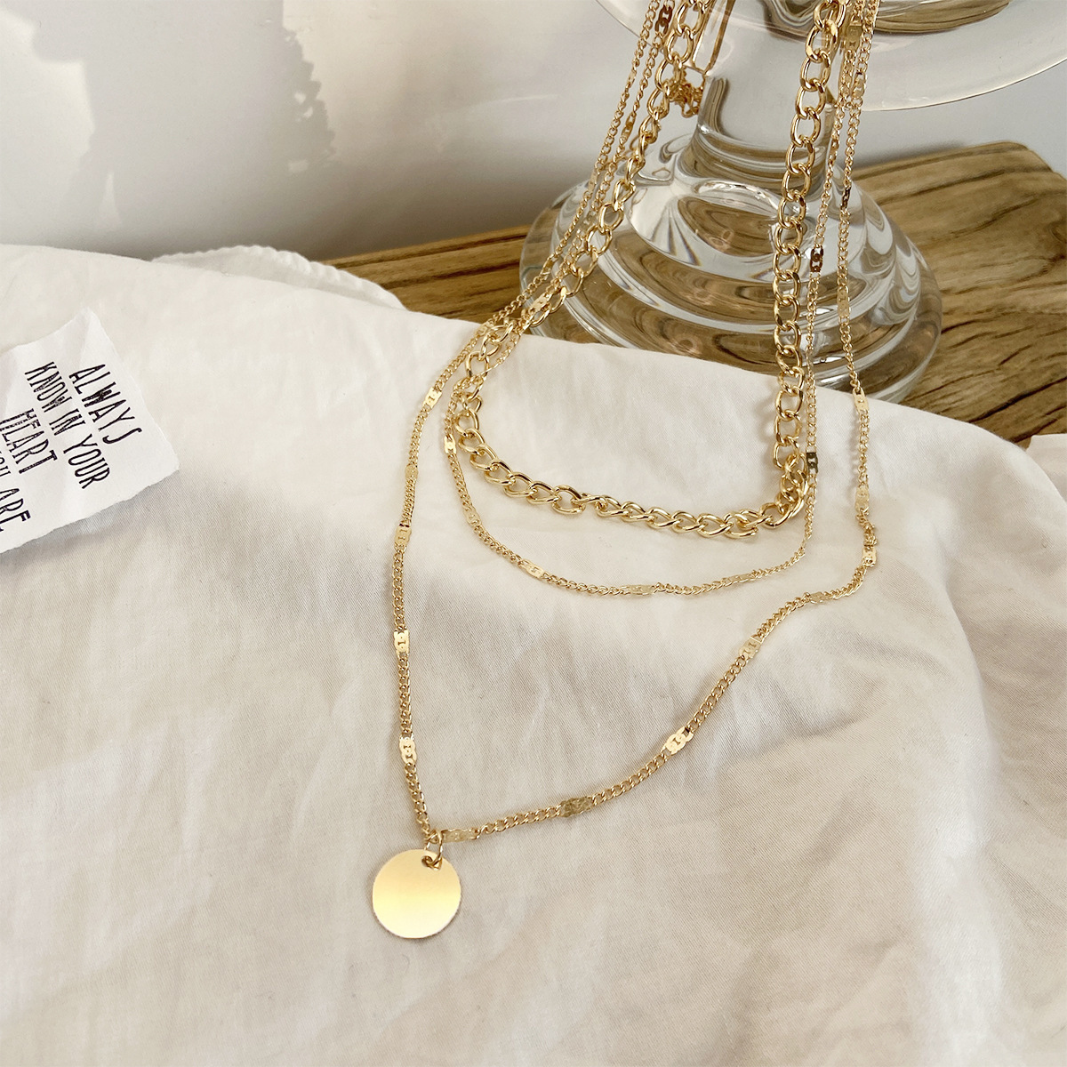 Women's Multilayer Necklace Ins Fashion Disc Pendant Clavicle Necklace Chains Personality Jewelry - Image 8