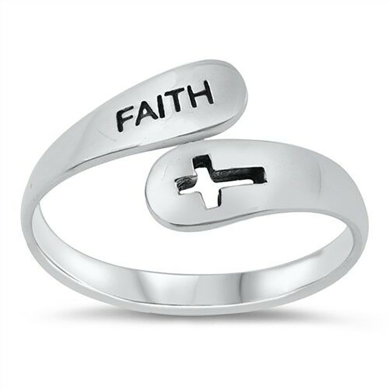 Adjustable Ring Vintage Faith Letters Cross Opening Adjustable Rings For Women Men Christian Jewelry Gift - Image 7