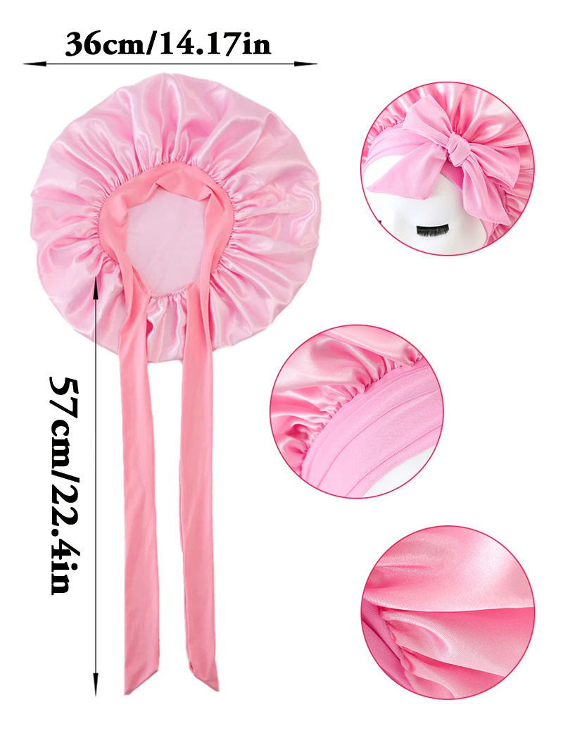 New Silk Bonnet For Sleeping Women Satin Bonnet Hair Bonnet Night Sleep Cap Scarf Wrap For Curly Hair With Tie Band For Curly Hair - Image 2