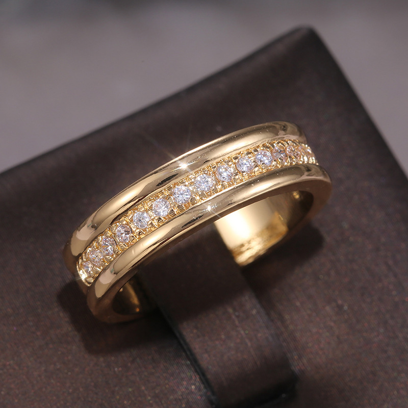 Simple Golden Sliver Rhinestones Ring Copper Plated RIngs Fashion Jewellery - Image 6