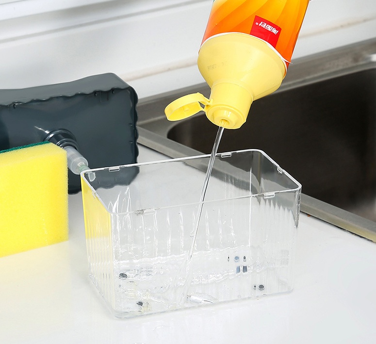 2-in-1 Soap Dispenser Sponge Caddy Push-type Liquid Box Detergent Automatic Dosing Box - Image 8