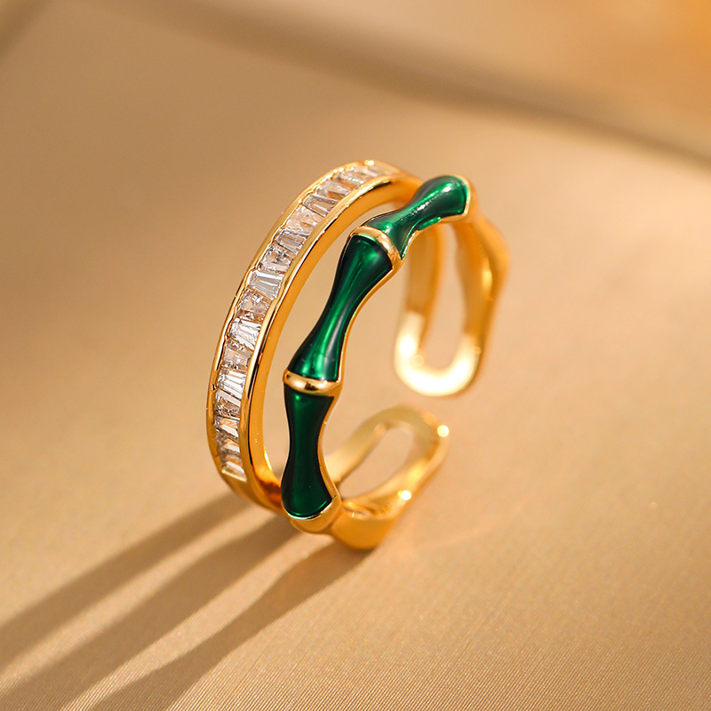 Zircon Bamboo Joint Open Ring Light Luxury Index Finger Ring - Image 2