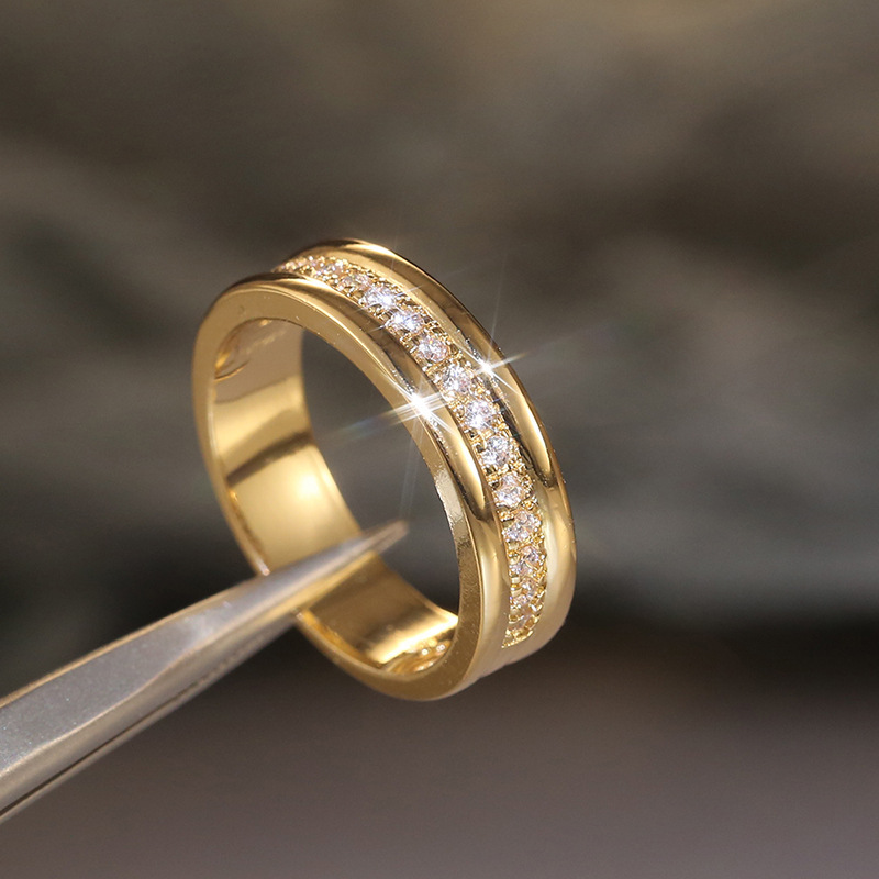 Simple Golden Sliver Rhinestones Ring Copper Plated RIngs Fashion Jewellery - Image 4