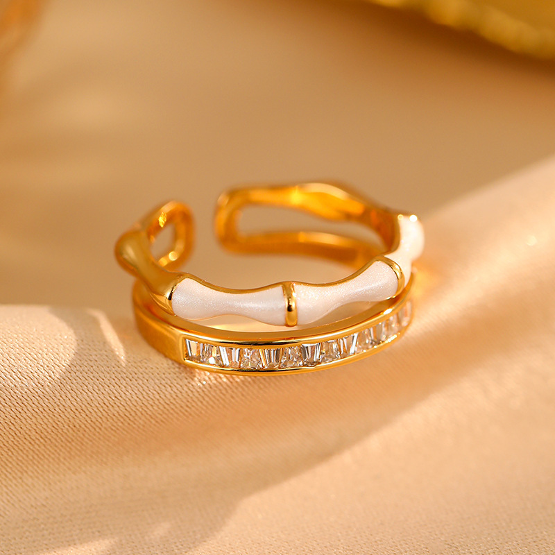 Zircon Bamboo Joint Open Ring Light Luxury Index Finger Ring - Image 6