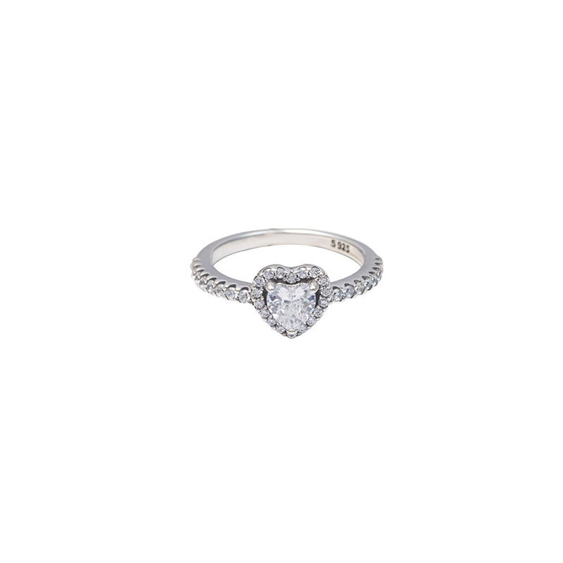 S925 Silver Heart-shaped Ring With Diamonds Thai Silver For Women - Image 2