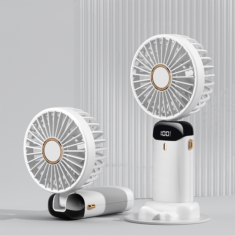 USB Rechargeable Mini Portable Handheld Electric Fan Foldable Neck Hanging Outdoor Fan Adjustable 5 Speed Powerful Air Cooler - Image 4