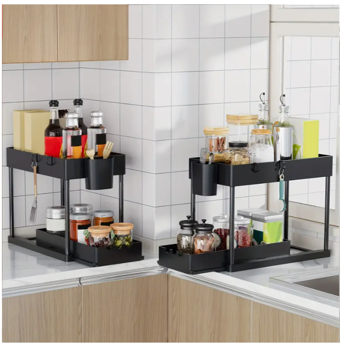 Sink Shelf Double-tier Sink-mounted Storage Rack, Kitchen Cabinet Shelving Unit, Multi-purpose Bathroom Storage Basket. ,1 Pack - Image 6