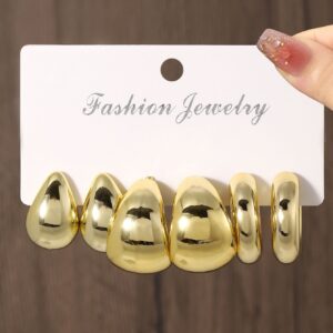 Golden Personality CCB Earrings Creative Double Circle Earring Set 3 Pairs