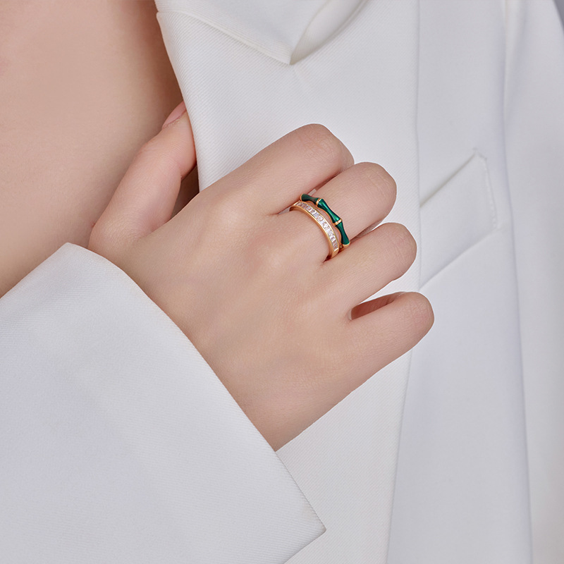 Zircon Bamboo Joint Open Ring Light Luxury Index Finger Ring - Image 4