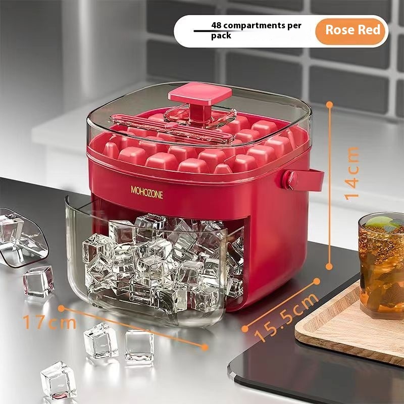 Press-type Convenient Outdoor Portable Ice Tray Large Capacity Ice Bucket 48 Extra-Large Ice Maker Food Grade Plastic Storage Tray Essential Kitchen Gadget - Image 9