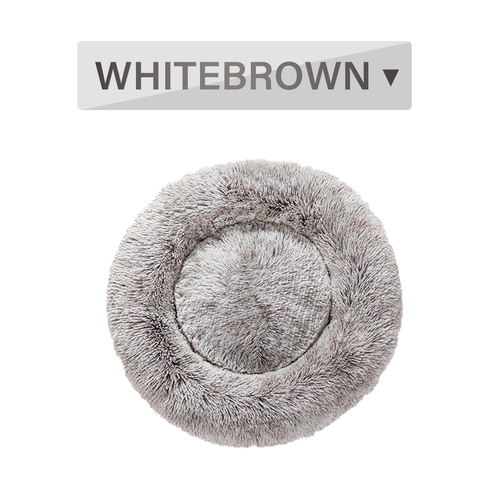 Fluffy Donut Dog Bed Warm Soft Long Plush Pet Cushion Dog House Cat Bed Washable Pet Sofa Mat Calming Samll Large Dog Beds - Image 4