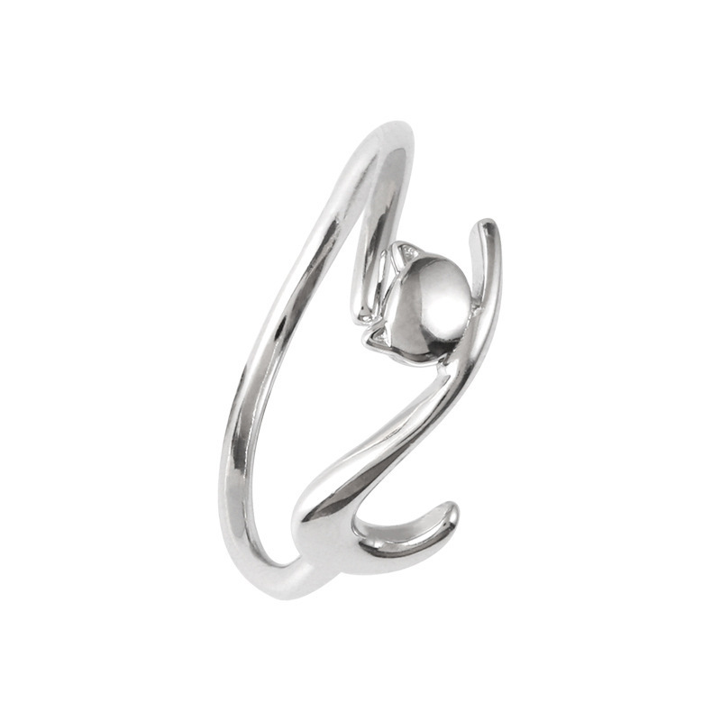 Lazy Cat Open Ring Women Creative Niche Design Cute Cat Ring - Image 5