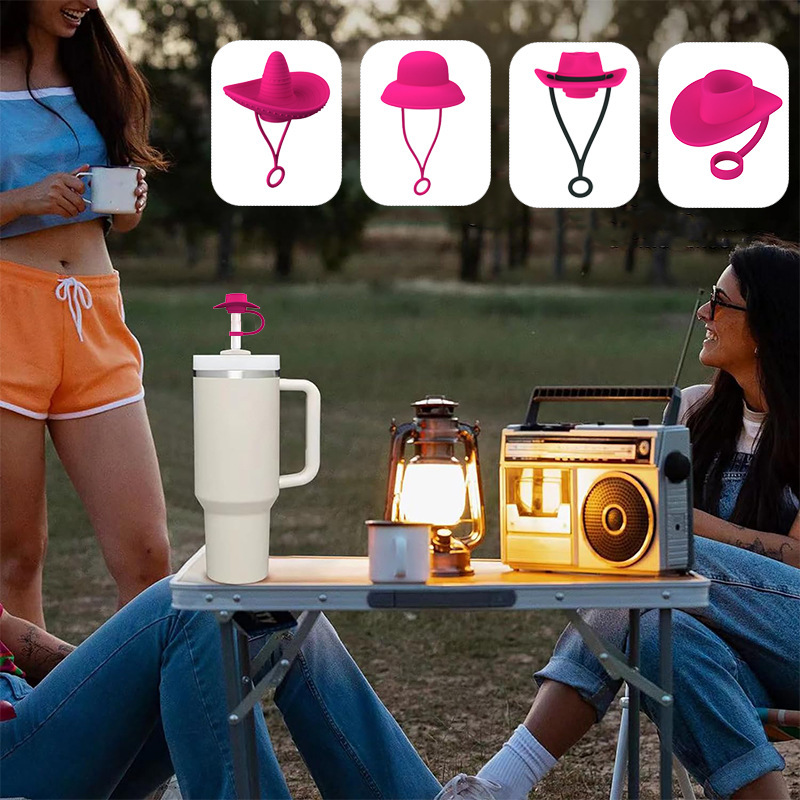 New Style Straw Covers Cap Novelty Sturdy Straw Toppers Reusable Cowboy Hat Shaped For Camping Home Hiking Picnic Kitchen - Image 9