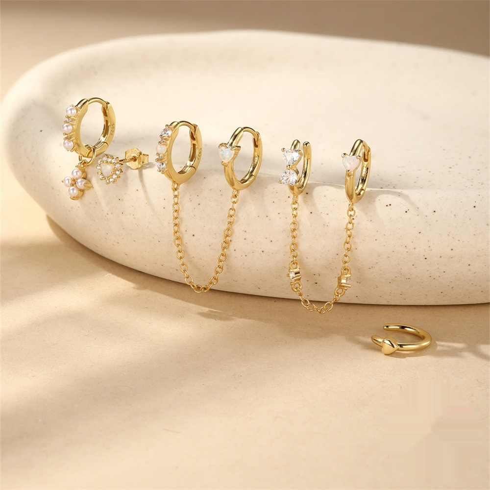 European And American-style Fashion Cross-chain Tassel Earrings - Image 3