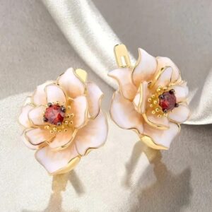 Womens Minimalist Design-forward Flower Earrings