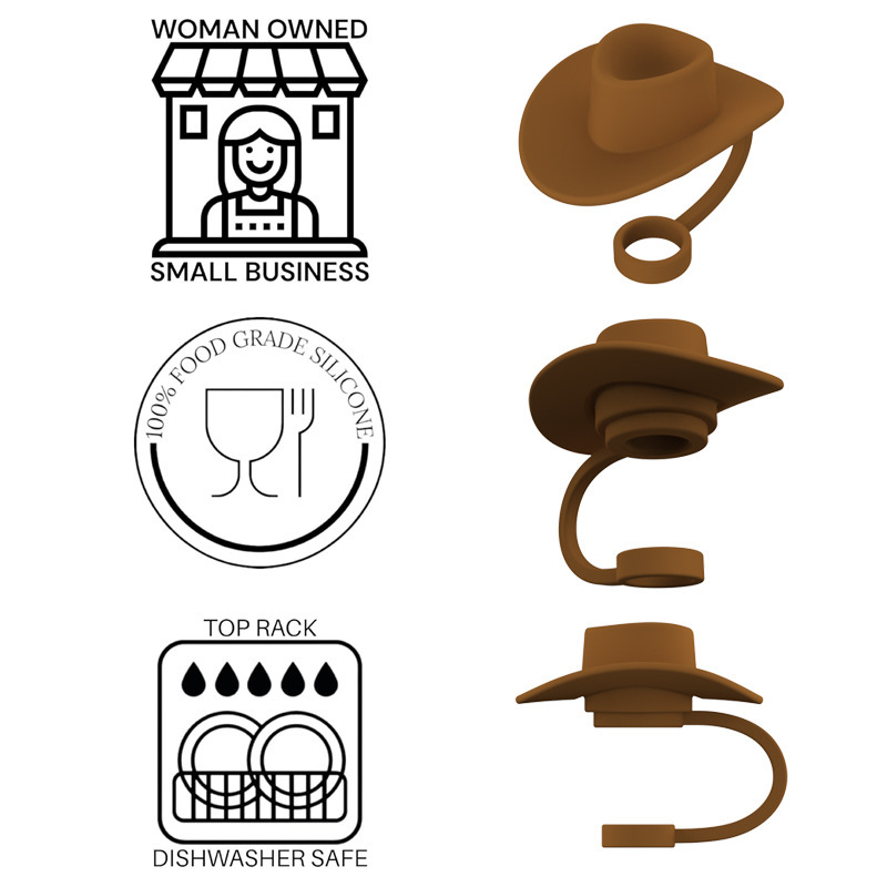 New Style Straw Covers Cap Novelty Sturdy Straw Toppers Reusable Cowboy Hat Shaped For Camping Home Hiking Picnic Kitchen - Image 7