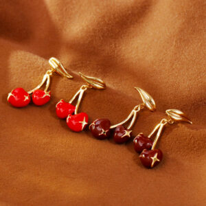 Red Heart Cherry Earrings Luxe Niche Design With A Sophisticated High-End Vibe