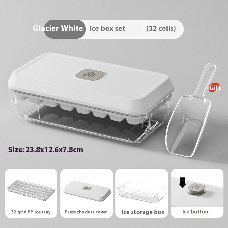 32 Grid Silicone Ice Cube Tray Mould With Lid Shovel Storage Box Remove With One Click Ice Maker DIY Whiskey Cocktail Tools Summer Kitchen Gadgets - Image 3