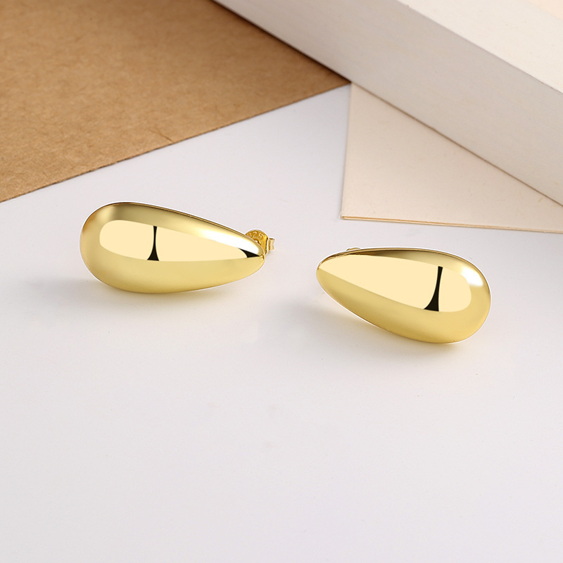 Fashion Jewelry Water Drop Glossy 16k Real Gold Plating Simple And Elegant Earrings - Image 2