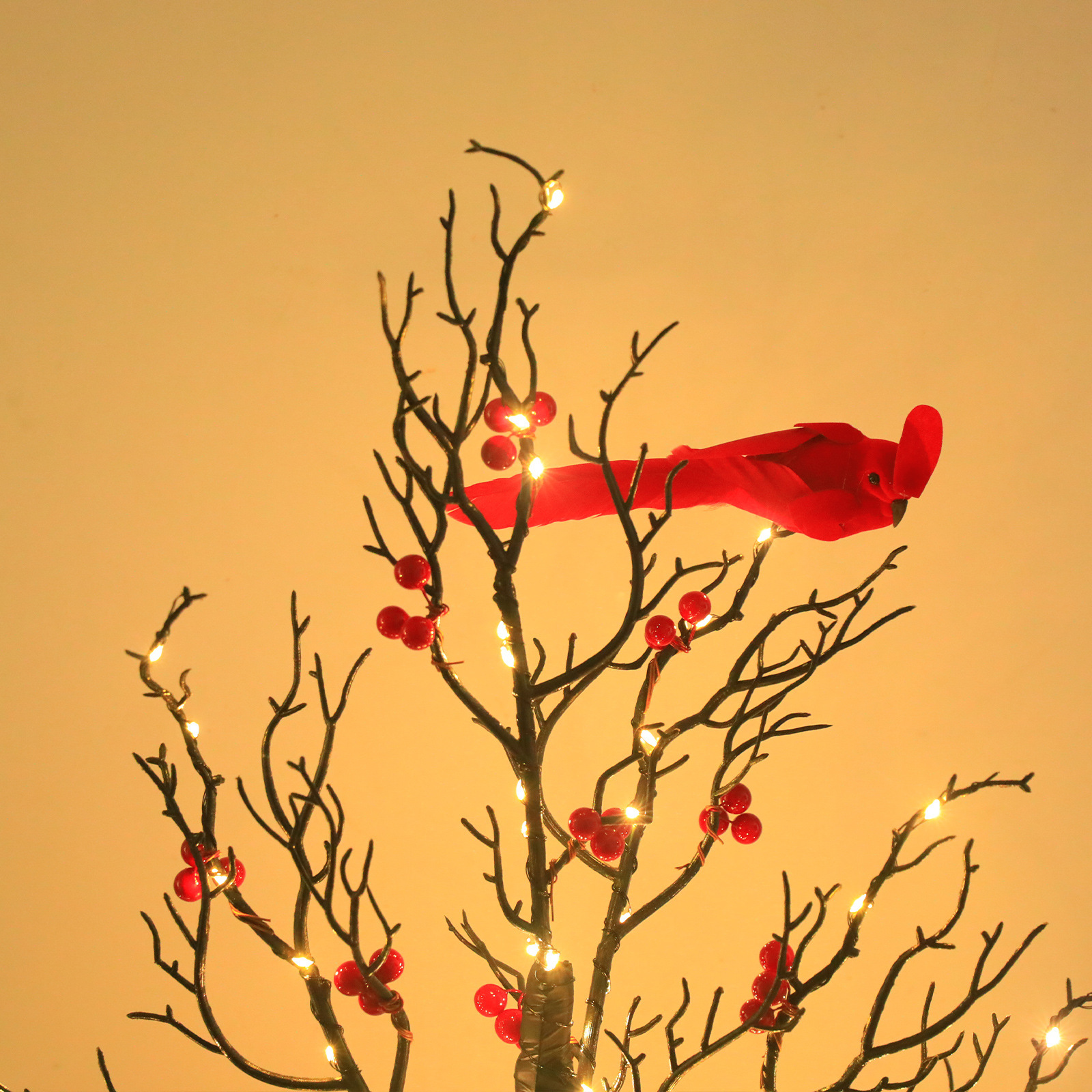 Lighted Mini Birch Tree Light LED Cardinals Christmas Tree Vintage Glowing Tree Light For Table Holiday Home Xmas Decoration - Image 3