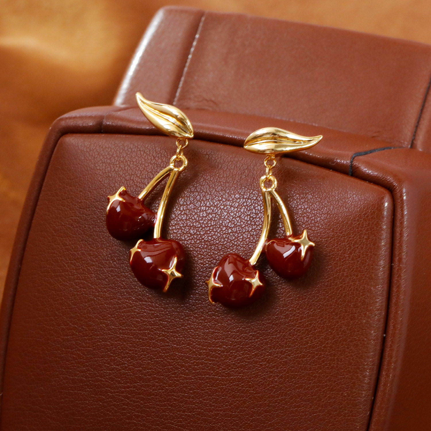 Red Heart Cherry Earrings Luxe Niche Design With A Sophisticated High-End Vibe - Image 2