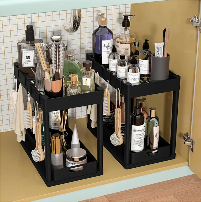 Sink Shelf Double-tier Sink-mounted Storage Rack, Kitchen Cabinet Shelving Unit, Multi-purpose Bathroom Storage Basket. ,1 Pack - Image 3