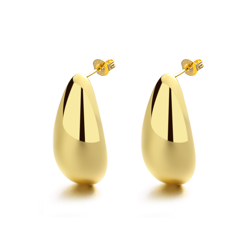 Fashion Jewelry Water Drop Glossy 16k Real Gold Plating Simple And Elegant Earrings - Image 5
