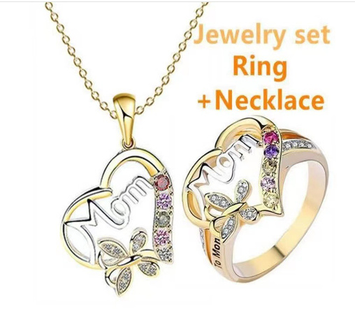 Mother's Day Gift Hollow Heart English Letter Love Mom Rhinestone Butterfly Finger Ring Jewelry Gift - Image 9