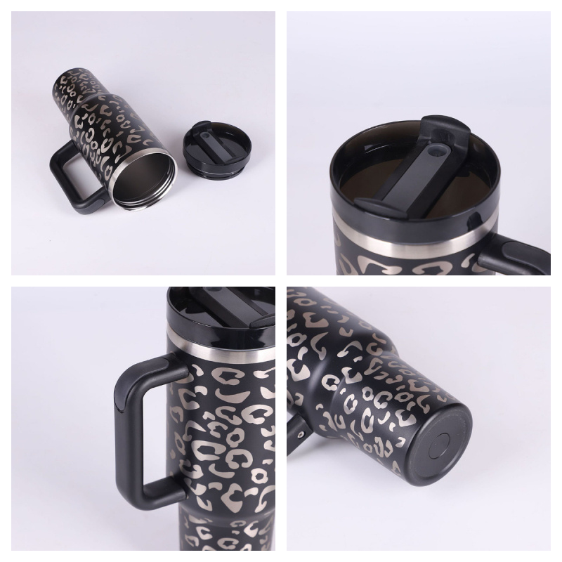 40 Oz Tumbler With Handle Straw Insulated, Stainless Steel Spill Proof Vacuum Coffee Cup Tumbler With Lid Tapered Mug Gifts For Valentine Lover Suitable For Car Gym Office Travel - Image 3