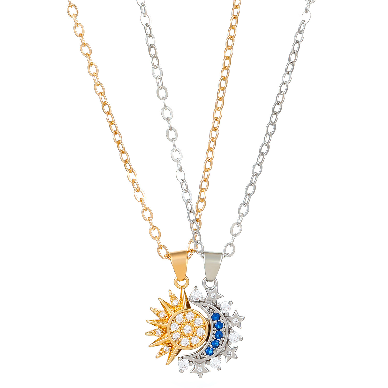 2pcs Necklace Sun And Moon Magnetic Pendant Clavicle Chain Necklace For Couple Lovers - Image 8