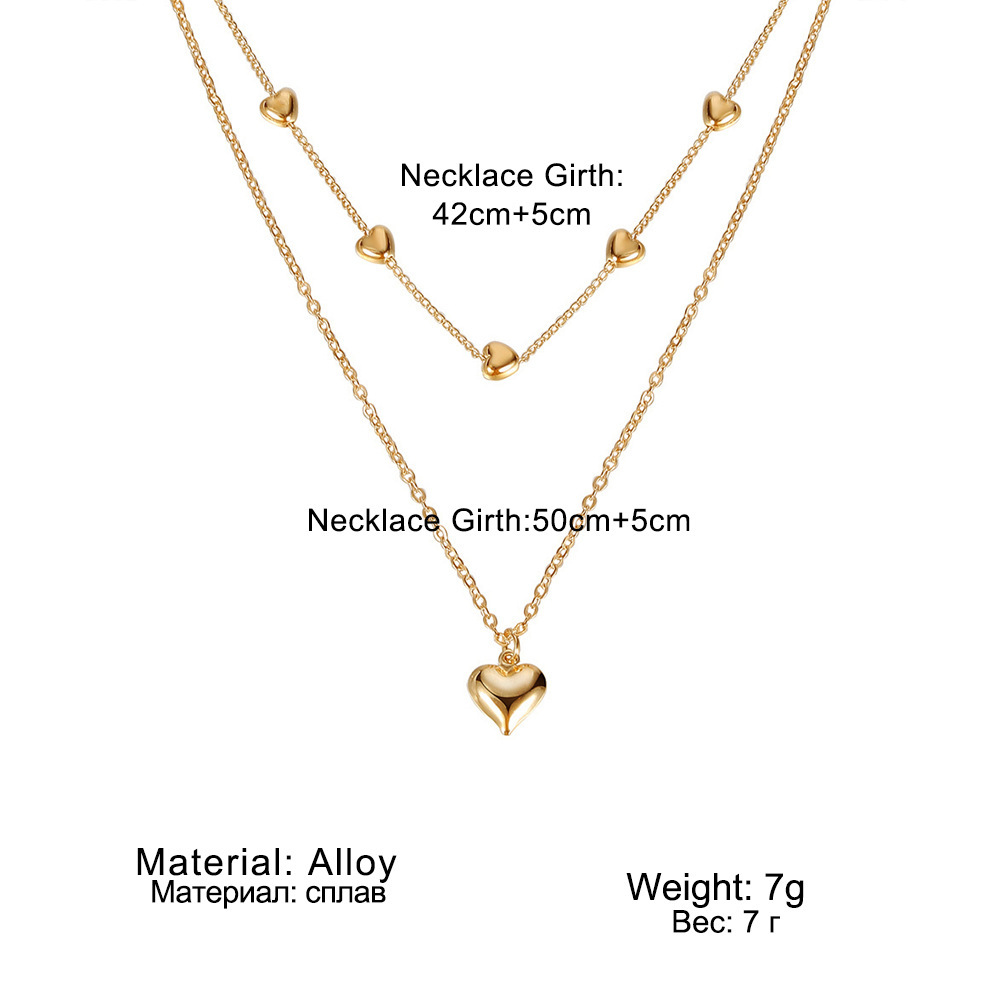 Double-layer Heart Pendant Fine Chain Necklace For Women Multilayer Gold Color Metal Necklaces Fashion Jewelry Accessories - Image 7