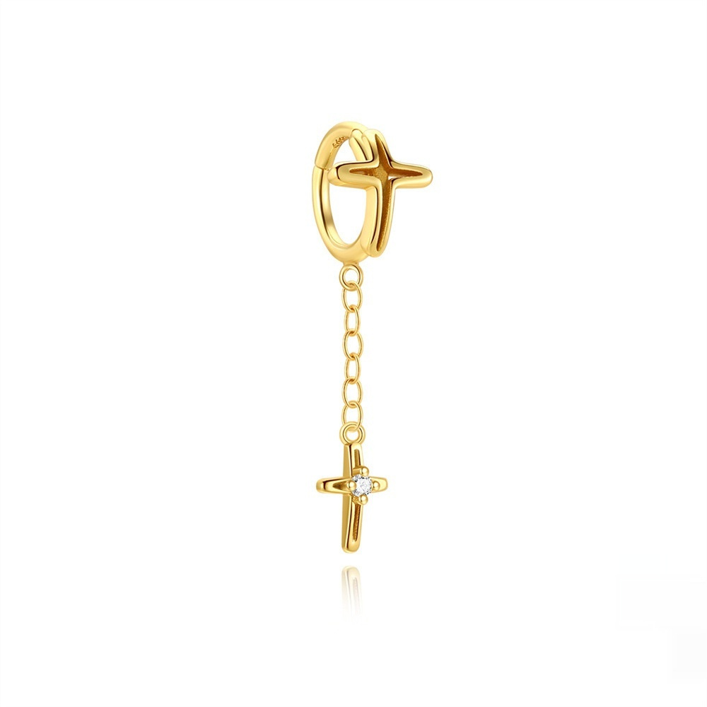 European And American-style Fashion Cross-chain Tassel Earrings - Image 6