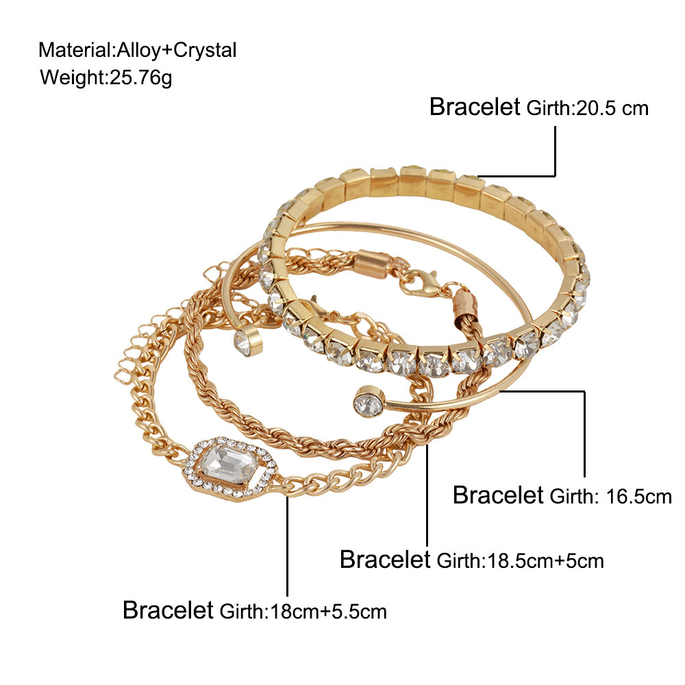 Fashion Jewelry 4 Pcs Crystal Bracelet Set Bohemian Design For Women Vintage Luxury Twisted Cuff Chains Armband Jewelry Accessories - Image 5