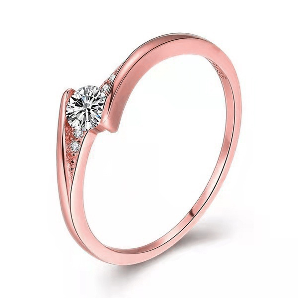 Mens Gold Alloy Round Engagement Ring - Image 2