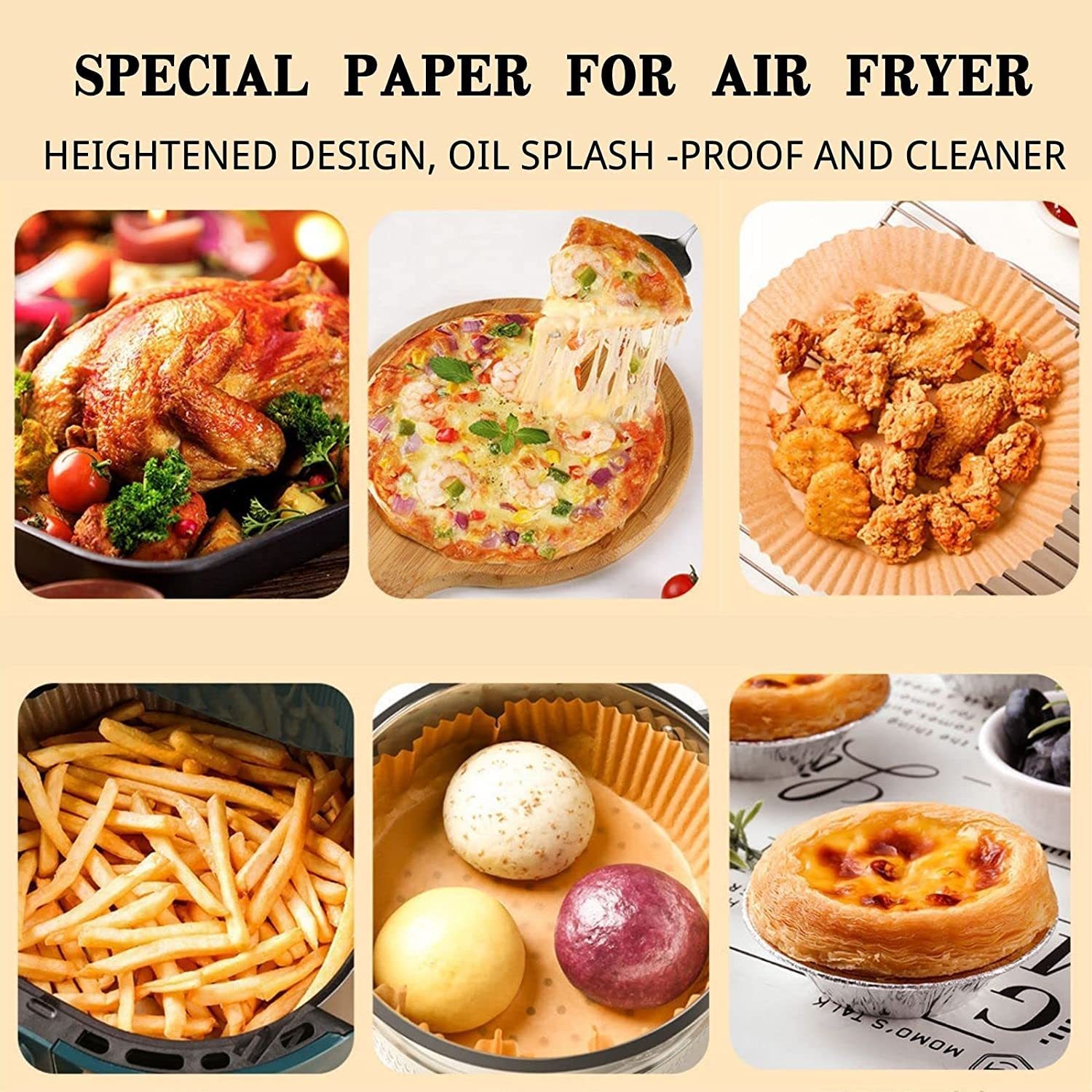 Air Fryer Paper Food Disposable Paper Liner Airfryer Kitchen Cookers Oil-proof Barbecue Plate Steamer Fryer Baking Accessories - Image 6