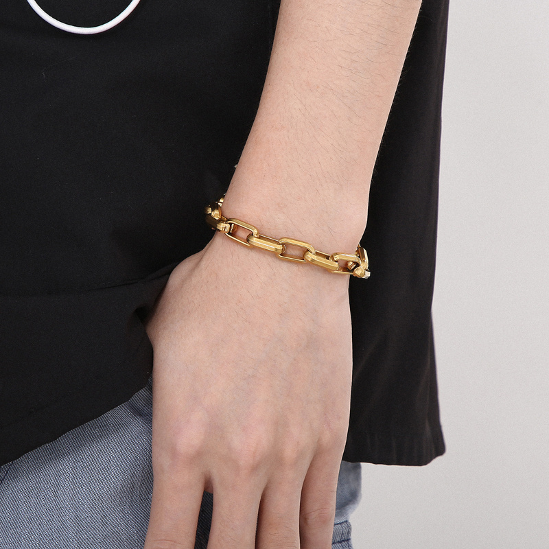 Men's Titanium Steel Bracelet Ins Niche Design Hip-hop Geometric Bracelet - Image 4