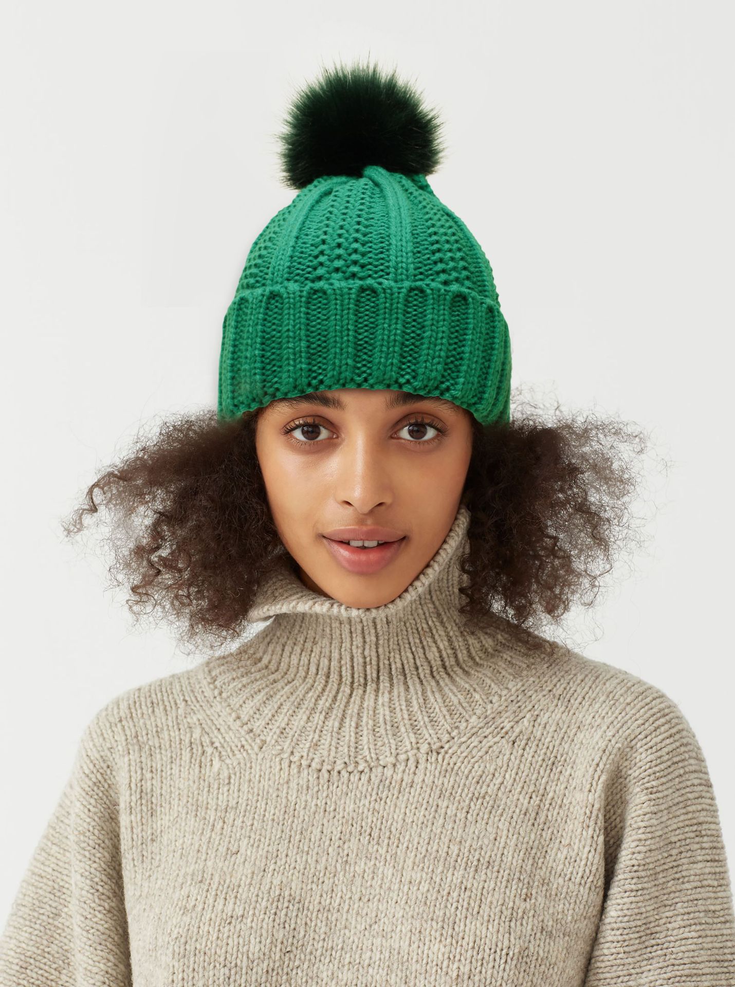 Winter Knitted Hats Fashion Stretchy Lined Skull Hats For Women Faux Fur Pom Pom Hat Keep Warming Beanie Hat - Image 7