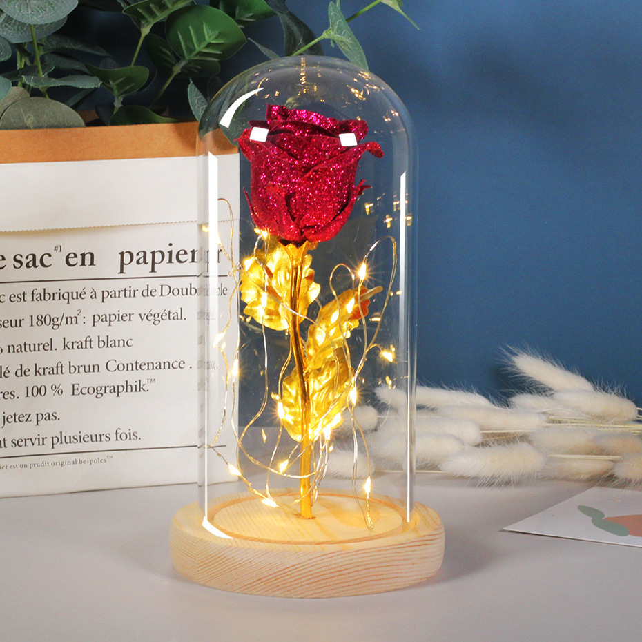 Valentines Day Gift For Girlfriend Eternal Rose Flowers LED Light In Glass Cover Day Wedding Decoration Favors Mother Day Female Gift Gift - Image 10