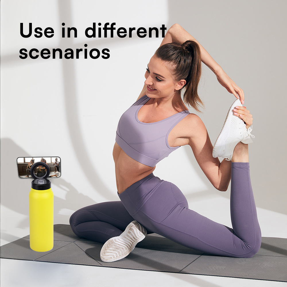 304 Stainless Steel Vacuum Cup Creative Magnetic Water Cup Insulated Sports Water Bottle With Straw Outdoor Insulated Water Mug With Magnetic Phone Holder - Image 5