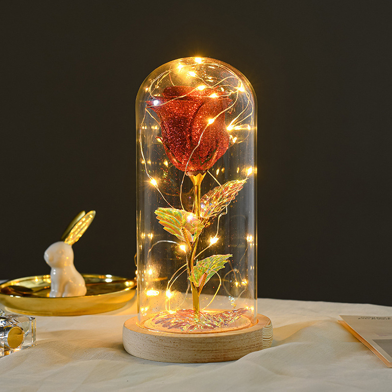 Valentines Day Gift For Girlfriend Eternal Rose Flowers LED Light In Glass Cover Day Wedding Decoration Favors Mother Day Female Gift Gift - Image 3